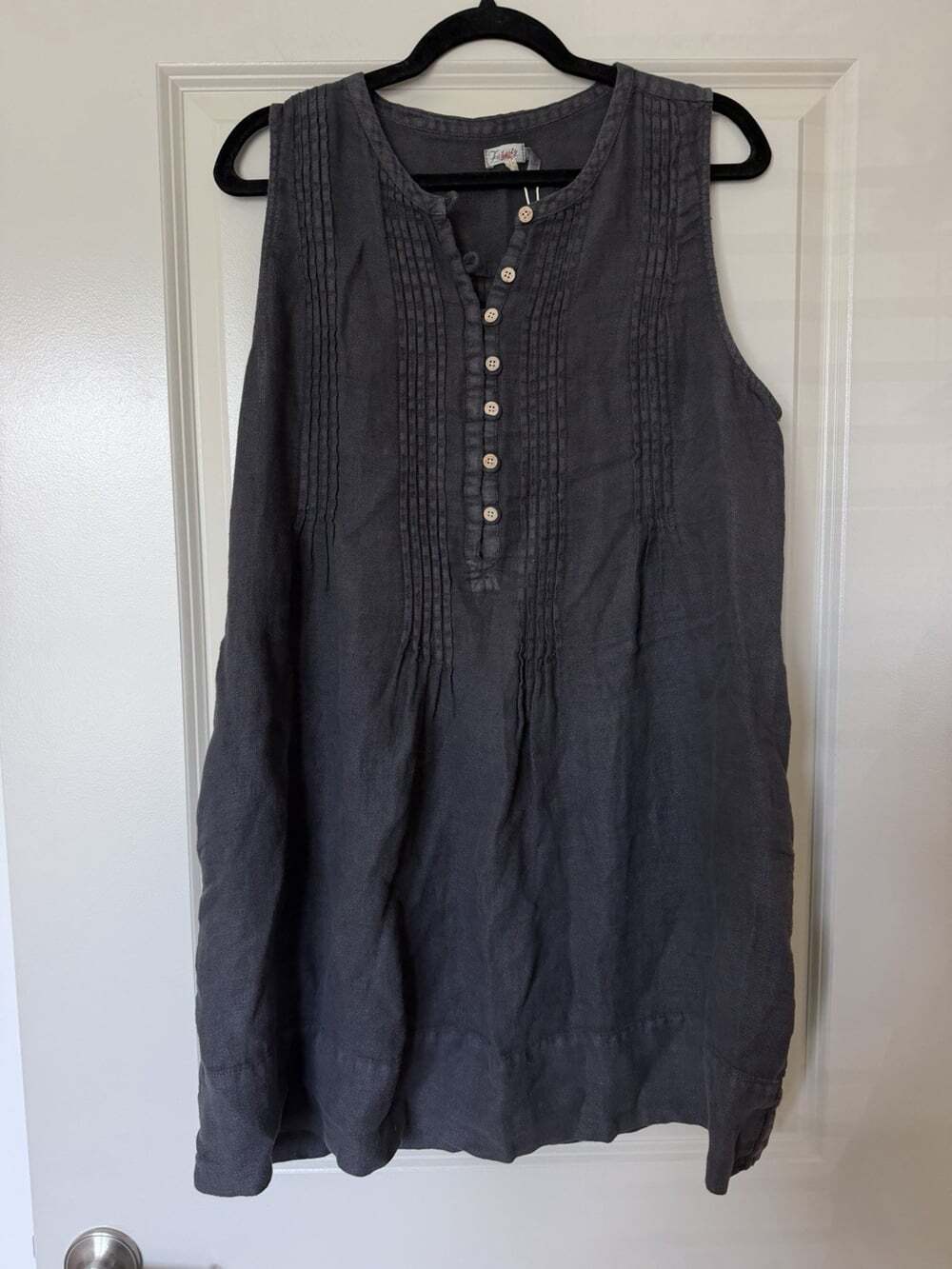 Faherty NWT Isha Dress in Washed Black Size Large 100% Linen Mini - Picture 3 of 8